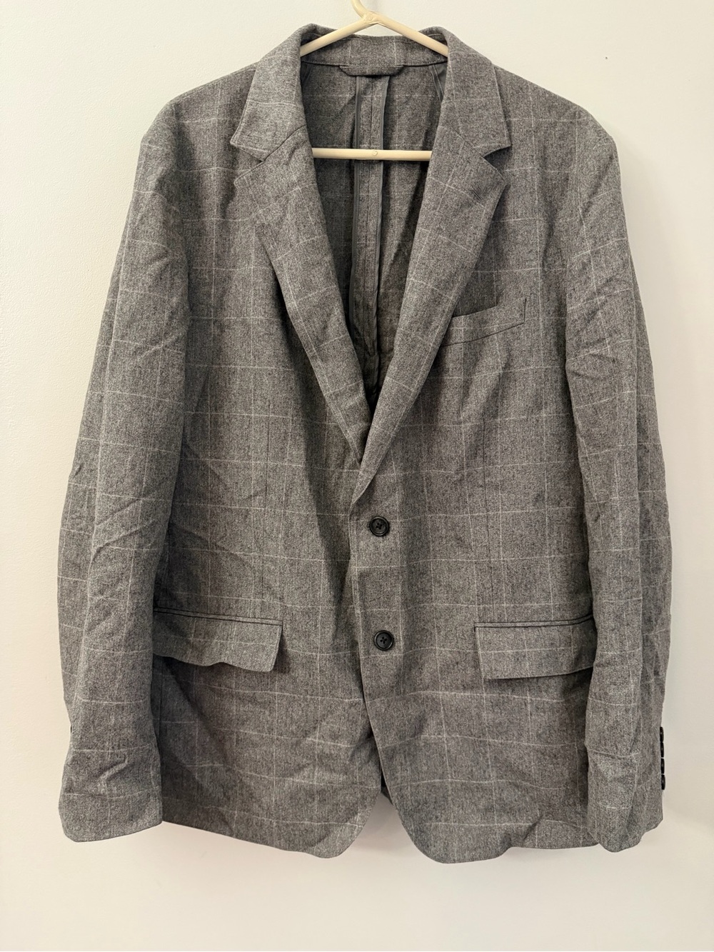Bonobos Standard Fit 44R Gray Windowpane Sport Coat Tollegno 1900 Wool Cashmere